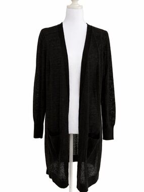 Halogen Black Open-Front Long Cardigan size M